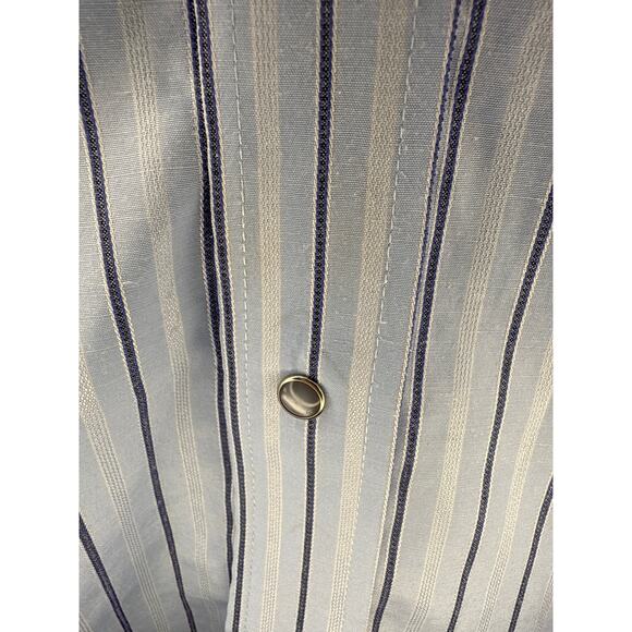 Panhandle Slim Men's Blue Striped Pearl Snap Long Sleeve Shirt Medium - Picture 2 of 9